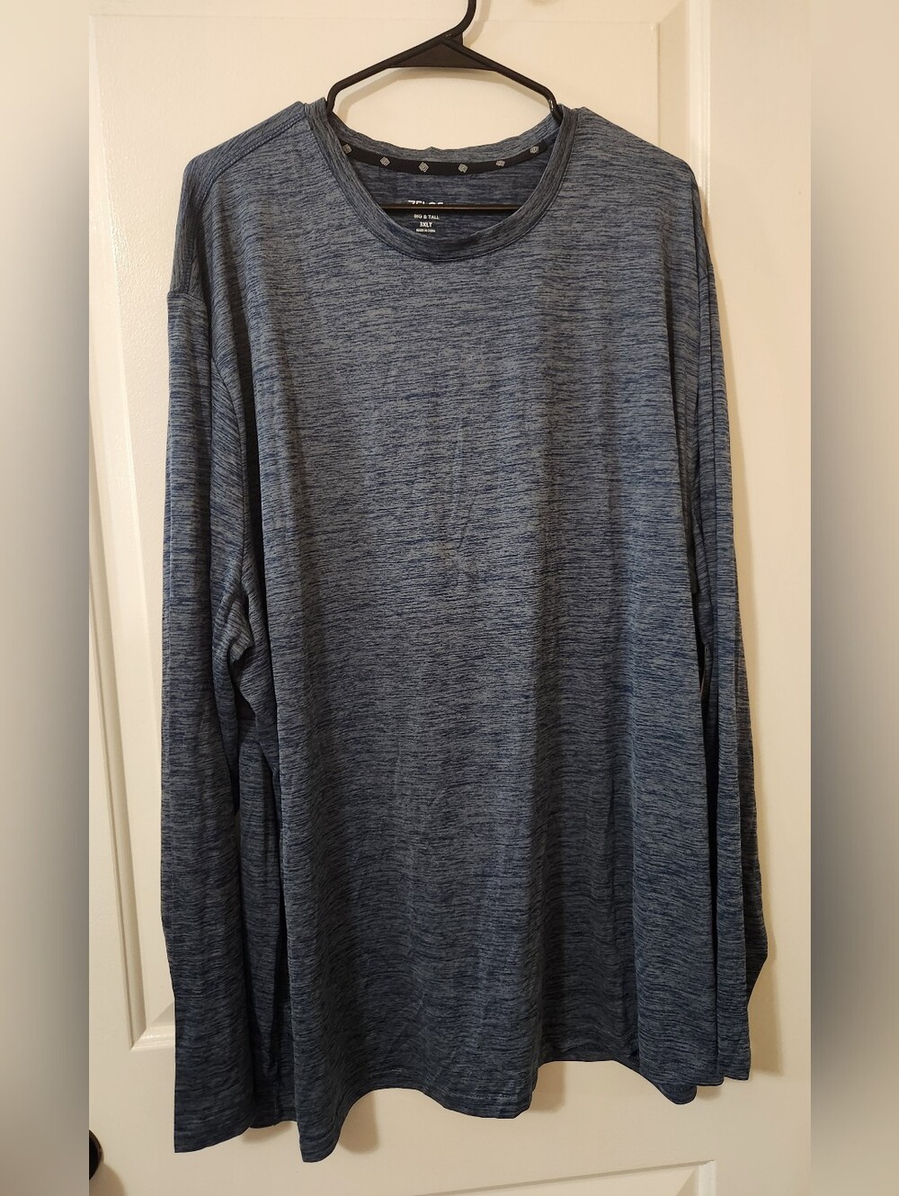 ZELOS Men's Blue Long Sleeve Activewear Shirt